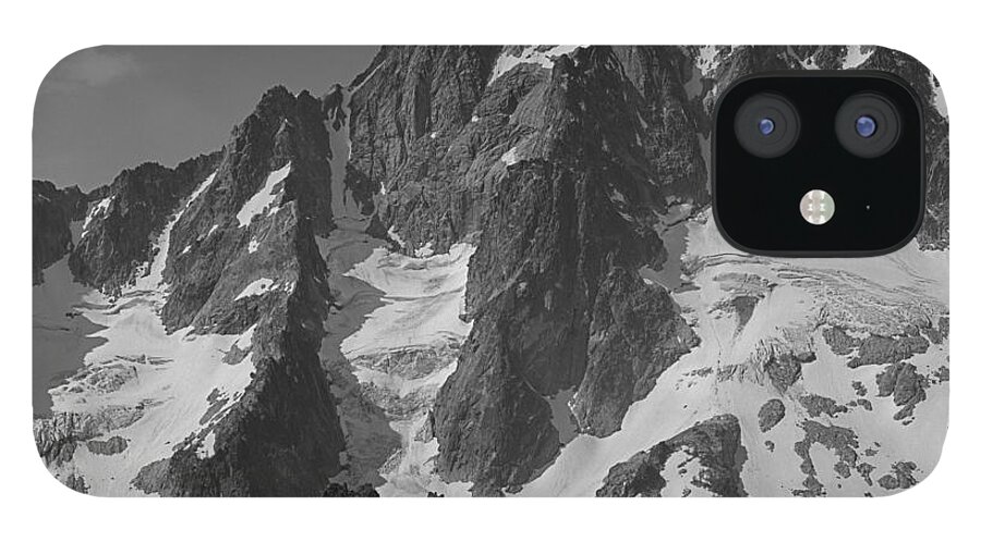 North Face iPhone 12 Case featuring the photograph 304630 BW North Face Mt. Stuart by Ed Cooper Photography