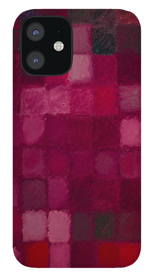 Colorful iPhone 12 Case featuring the painting 81 Color Fields - Madder Lake by Attila Meszlenyi