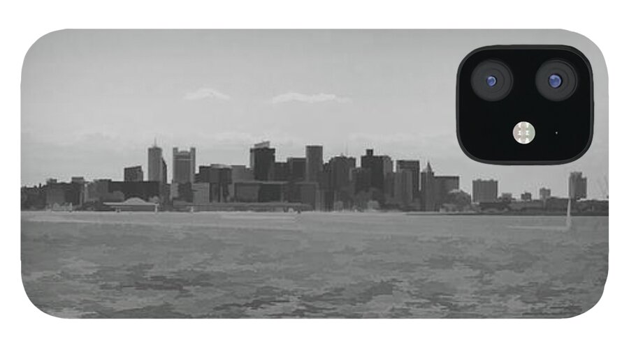 Boston iPhone 12 Case featuring the photograph A Boston View in Black and White by Roberta Byram