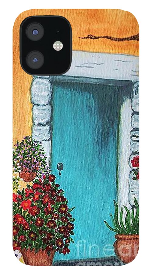 Watercolor Painting iPhone 12 Case featuring the painting A Cottage in the Village by Patricia Griffin Brett
