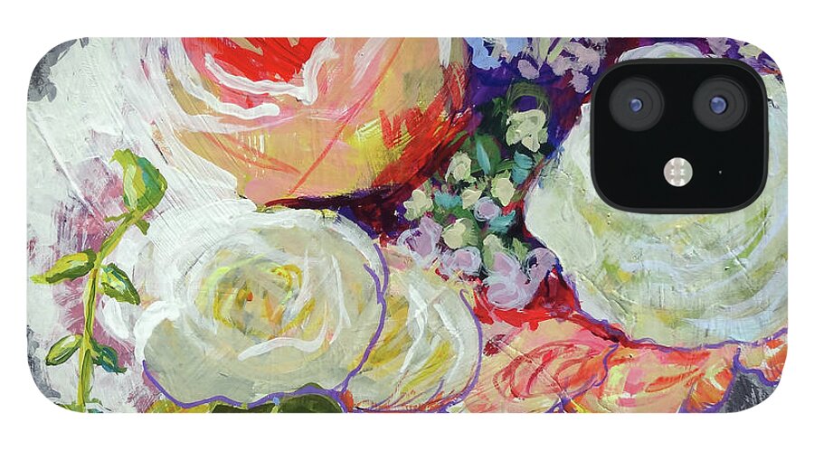 Contemporary Floral iPhone 12 Case featuring the painting A Jar of Bright by Ande Hall