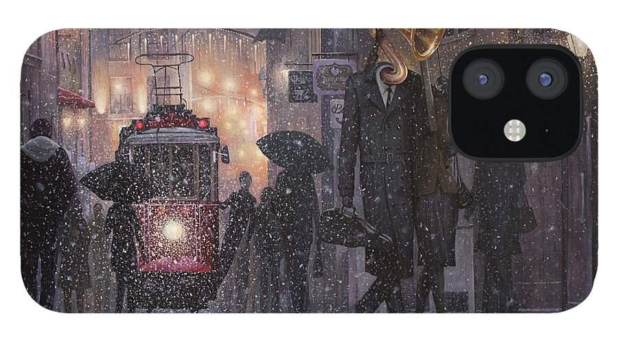 Music iPhone 12 Case featuring the painting A Midwinter Night's Dream by Adrian Borda