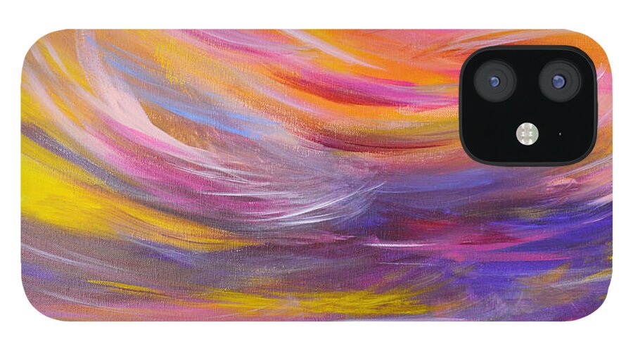 Abstract Painting iPhone 12 Case featuring the painting A Peaceful Heart - Abstract Painting by Robyn King