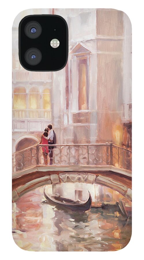 Romantic iPhone 12 Case featuring the painting A Perfect Afternoon in Venice by Steve Henderson