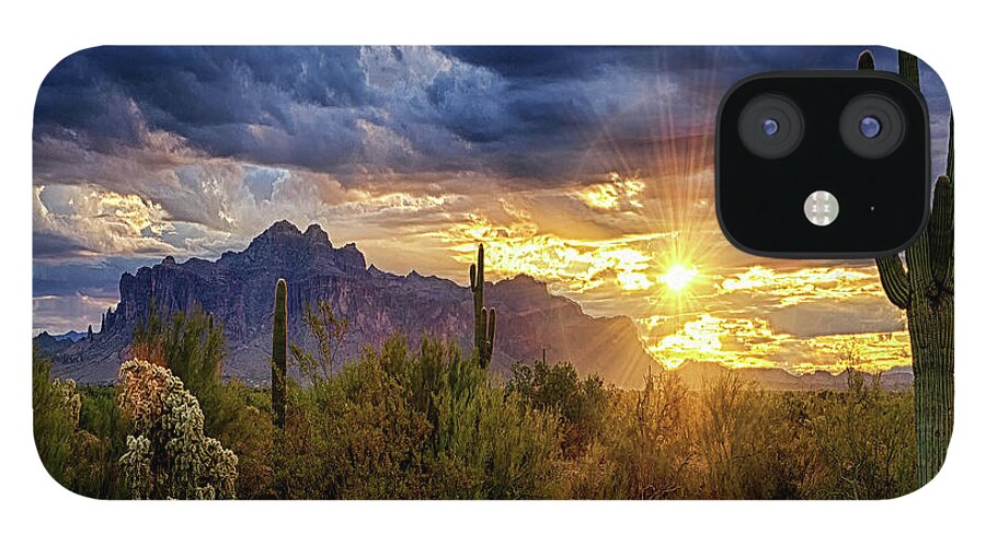 Sunrise iPhone 12 Case featuring the photograph A Sonoran Desert Sunrise - Square by Saija Lehtonen