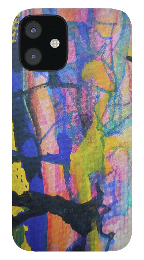 Katerina Stamatelos iPhone 12 Case featuring the painting Abstract-3 by Katerina Stamatelos