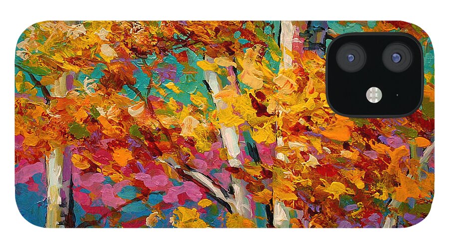 Trees iPhone 12 Case featuring the painting Abstract Autumn III by Marion Rose