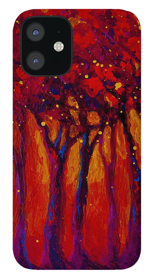Trees iPhone 12 Case featuring the painting Abstract Landscape 2 by Marion Rose