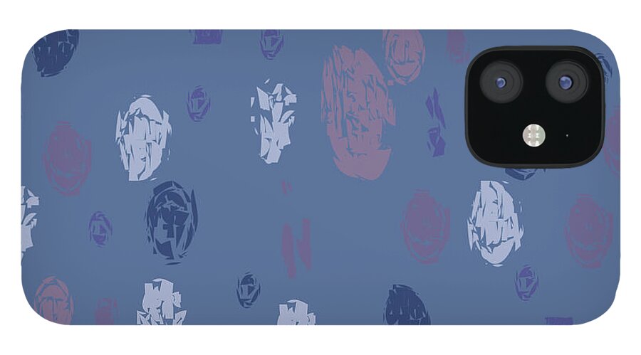 Blue iPhone 12 Case featuring the digital art Abstract Rain on Blue by April Burton