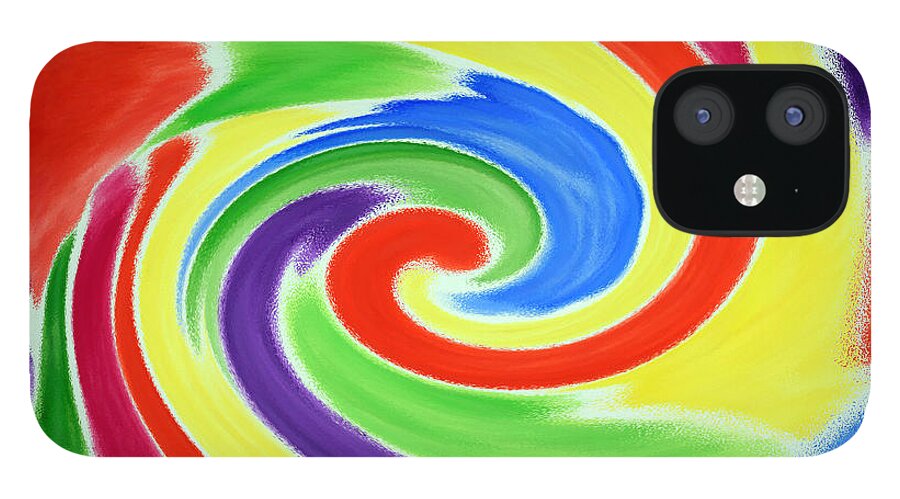 3d iPhone 12 Case featuring the painting Abstract Swirl A2 1215 by Mas Art Studio