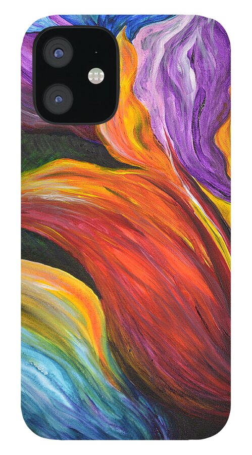 Abstract iPhone 12 Case featuring the painting Abstract Vibrant Flowers by Michelle Pier