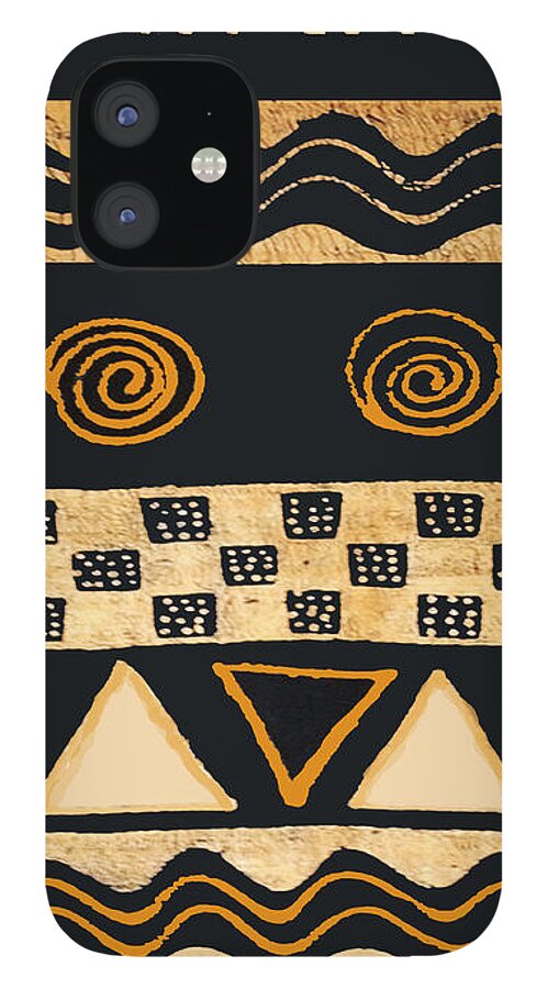African Textile Design iPhone 12 Case featuring the digital art African Memories by Vagabond Folk Art - Virginia Vivier