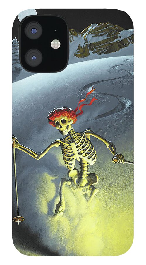 Ski iPhone 12 Case featuring the painting After Hours by Chris Miles