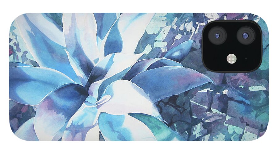 Nancy Charbeneau iPhone 12 Case featuring the painting Agave on the Rocks by Nancy Charbeneau