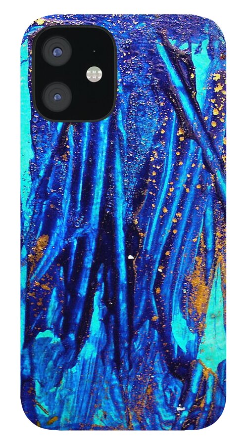 Abstract iPhone 12 Case featuring the painting Alll That Glitters by Mary Sullivan