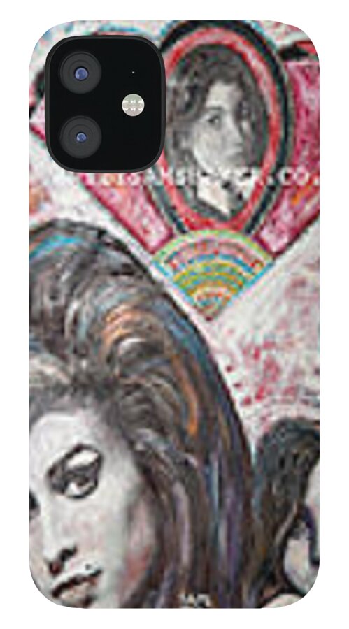 Amy iPhone 12 Case featuring the painting Amy three faces by Sam Shaker