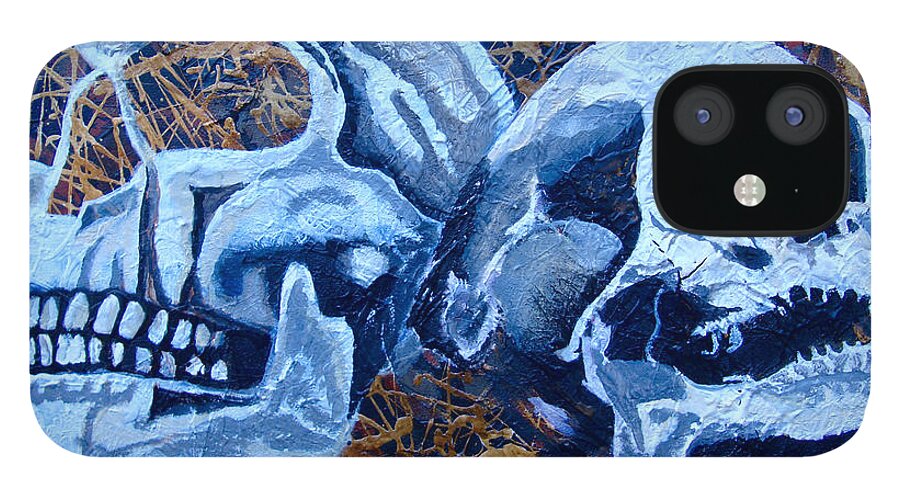 Skull iPhone 12 Case featuring the painting Anniversary by Stuart Engel