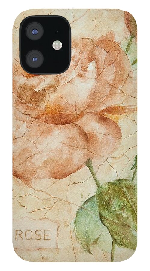 Rose iPhone 12 Case featuring the painting Antique Rose by Debbie Lewis