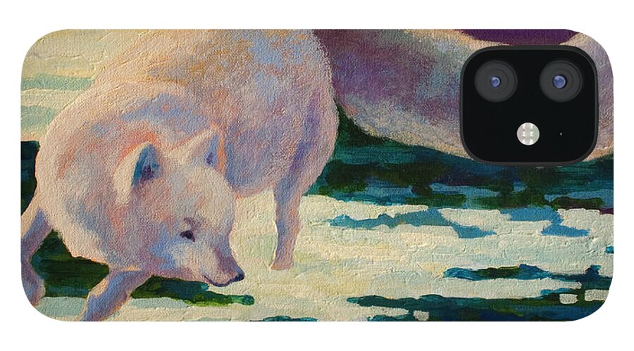 Arctic iPhone 12 Case featuring the painting Arctic Fox by Marion Rose