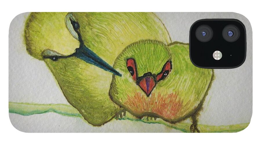 Birds iPhone 12 Case featuring the painting Are you Alright by Patricia Arroyo