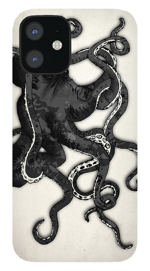 Sea iPhone 12 Case featuring the digital art Octopus by Nicklas Gustafsson