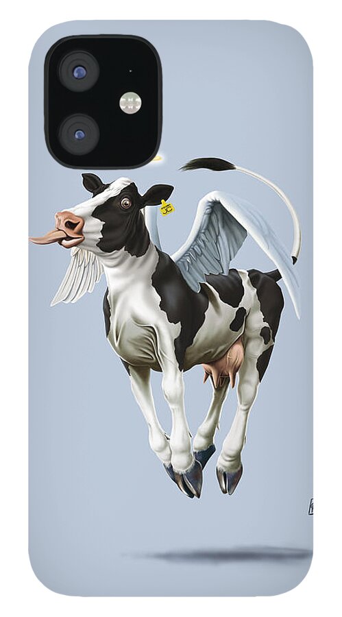 Illustration iPhone 12 Case featuring the digital art Holy Cow Colour by Rob Snow