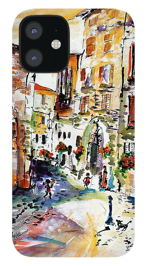 Assisi iPhone 12 Case featuring the painting Assisi Italy Old Town Watercolor by Ginette Callaway
