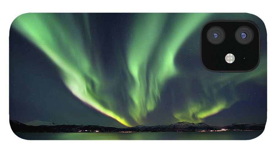 Aurora Borealis iPhone 12 Case featuring the photograph Aurora Borealis Over Tjeldsundet by Arild Heitmann