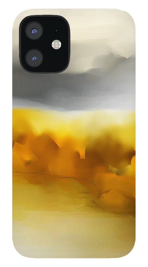 Landscape iPhone 12 Case featuring the digital art Autumn Along the River by David Lane