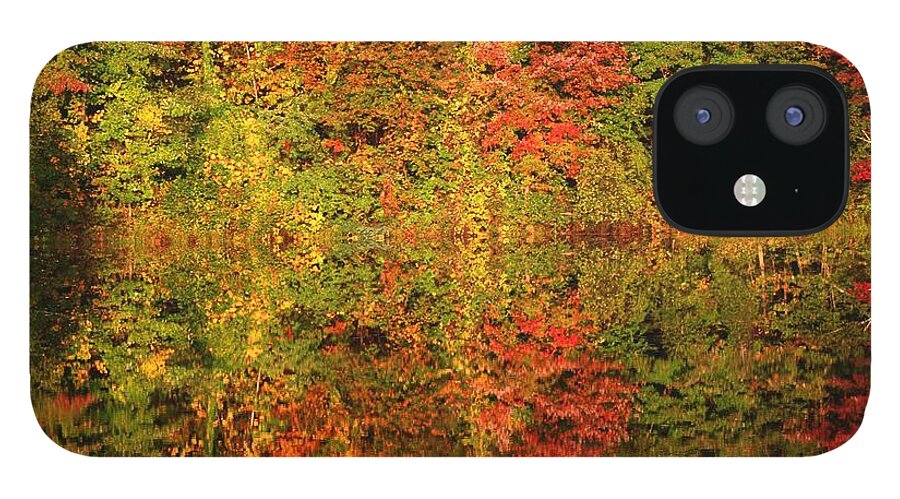 Autumn iPhone 12 Case featuring the photograph Autumn Reflections In A Pond by Smilin Eyes Treasures