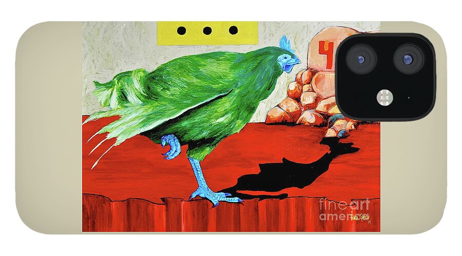 A Chicken Looking For 43 Missing Students In Ayotzinapa iPhone 12 Case featuring the painting Ayotzinapa by Plata Garza