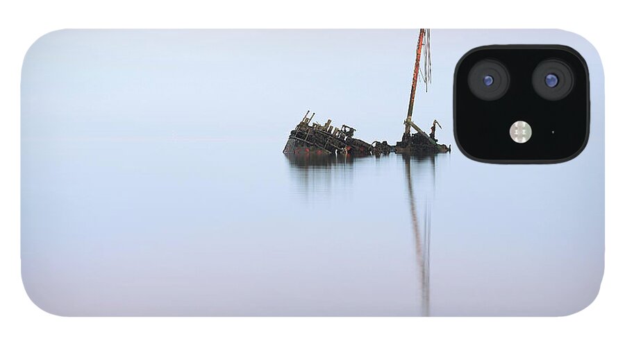Shipwreck At High Tide iPhone 12 Case featuring the photograph Ayrshire Shipwreck in Sunrise ref3342 by Maria Gaellman
