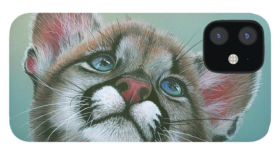 Cougar iPhone 12 Case featuring the painting Baby Blues by Mike Brown