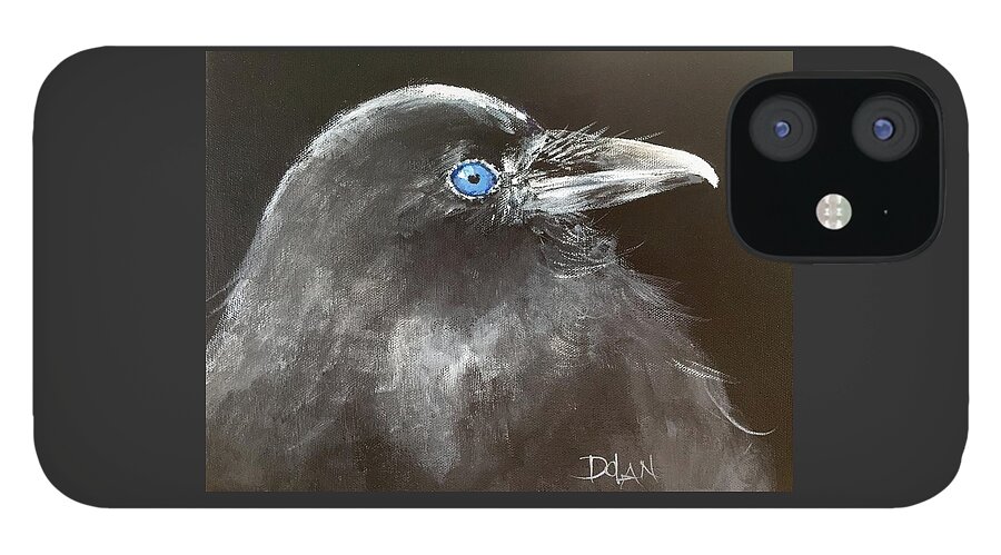 Raven iPhone 12 Case featuring the painting Baby Raven by Pat Dolan