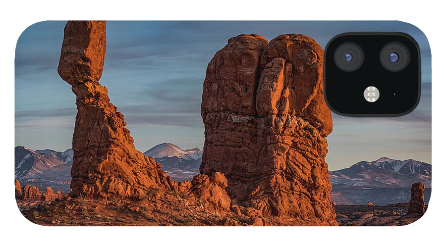 Arches National Park iPhone 12 Case featuring the photograph Balanced Rock Sunset by Dan Norris
