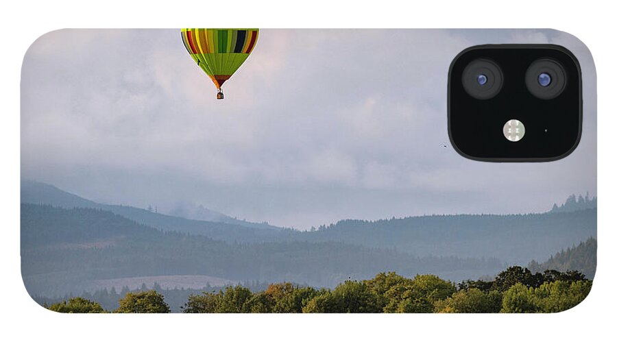 Hot Air Balloon iPhone 12 Case featuring the photograph Balloon Over Farmland by Catherine Avilez