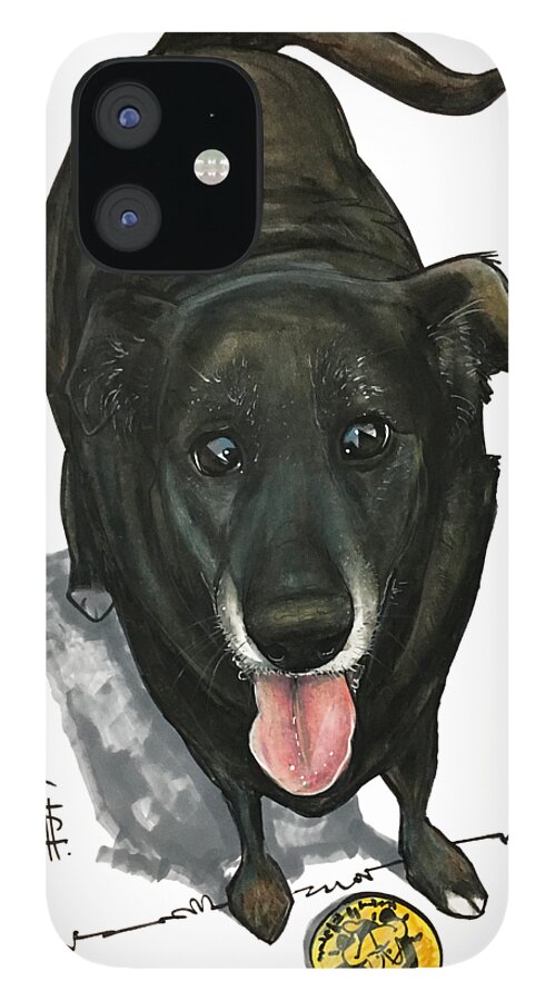 Pet Portrait iPhone 12 Case featuring the drawing Bartlett 3021 by John LaFree