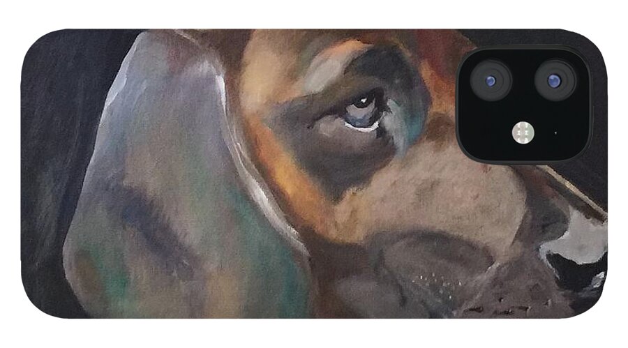 Basset iPhone 12 Case featuring the painting Basset by Ryszard Ludynia