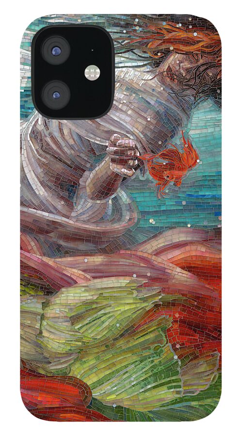 Mermaid iPhone 12 Case featuring the painting Batyam by Mia Tavonatti
