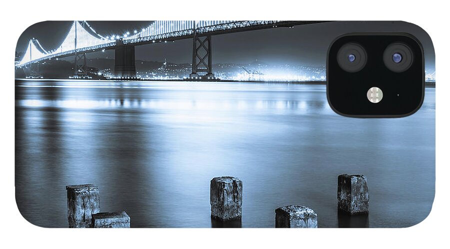 Bay Bridge iPhone 12 Case featuring the photograph Bay Bridge 1 in blue by Stephen Holst