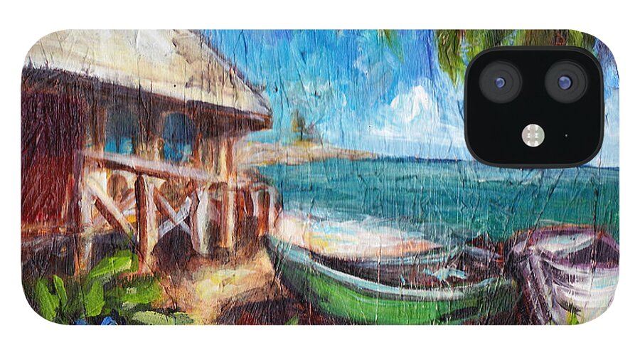 Beach iPhone 12 Case featuring the painting Beach House by Robin Wiesneth