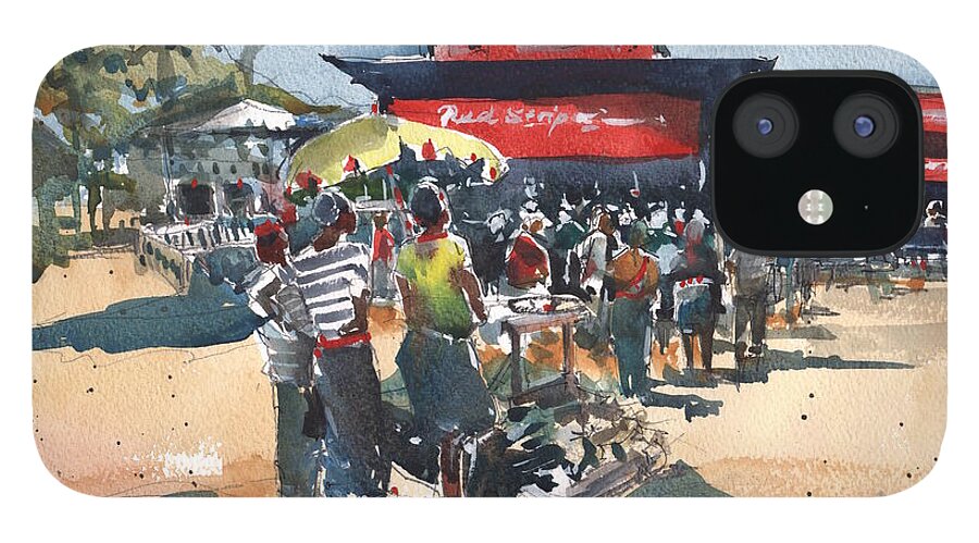Jamaica iPhone 12 Case featuring the painting Beach show Jamaica by Gaston McKenzie