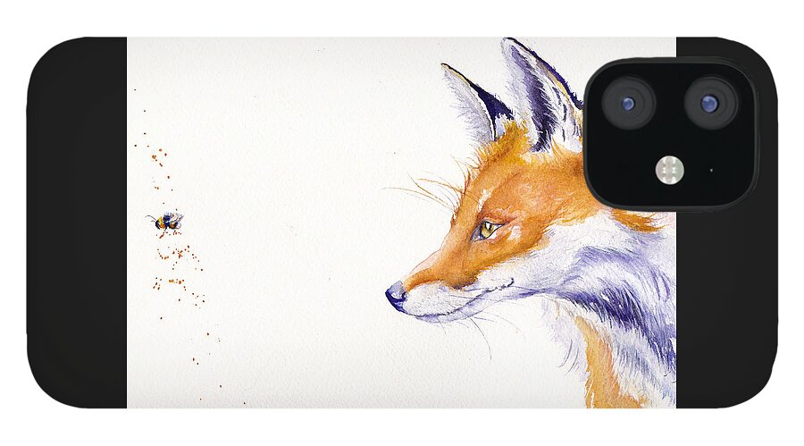 Red Fox iPhone 12 Case featuring the painting Bee Gone by Debra Hall