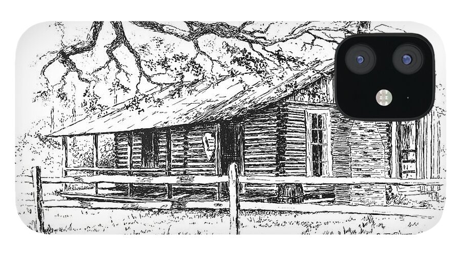 Big Thicket iPhone 12 Case featuring the drawing Big Thicket Information Center by Randy Welborn