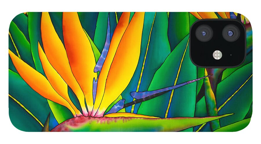 Orange Bird Of Paradise iPhone 12 Case featuring the painting Bird of Paradise by Daniel Jean-Baptiste