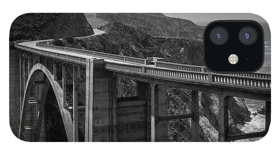 Pacific iPhone 12 Case featuring the photograph Bixby Bridge Big Sur II BW by David Gordon