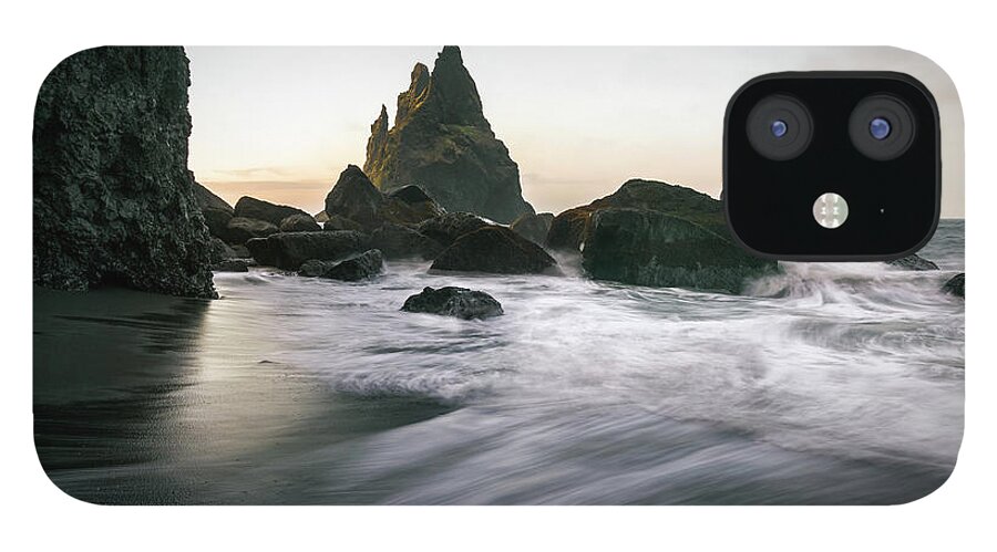 Iceland iPhone 12 Case featuring the photograph Black Sand Beach in Iceland by James Udall