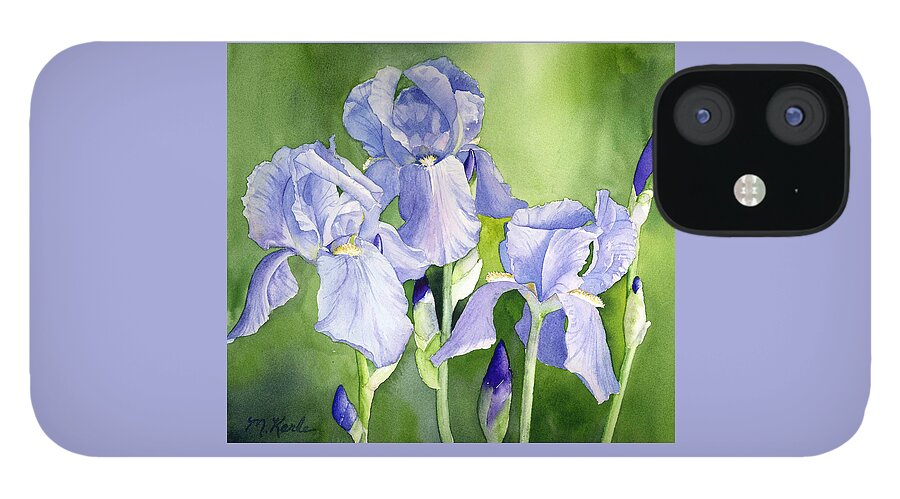 Flower iPhone 12 Case featuring the painting Blue Iris by Marsha Karle