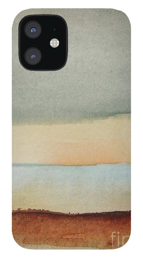 Abstract iPhone 12 Case featuring the painting Blue Lagoon by Vesna Antic