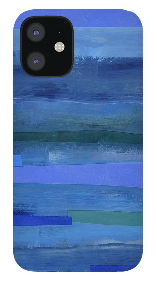 Abstract Art iPhone 12 Case featuring the painting Blue Stripes 1 by Jane Davies